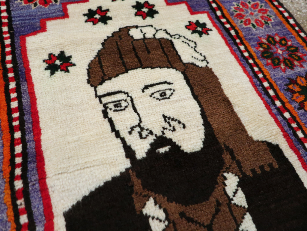 Vintage Persian Baluch Pictorial Rug, No.26725 - Staging