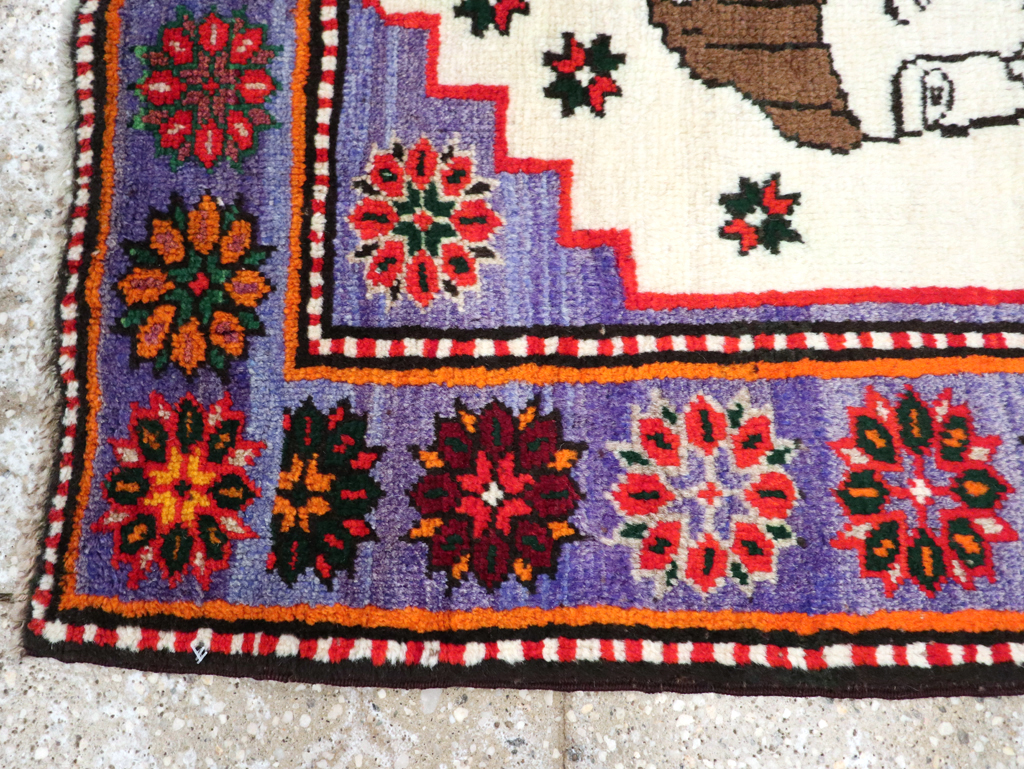 Vintage Persian Baluch Pictorial Rug, No.26725 - Staging