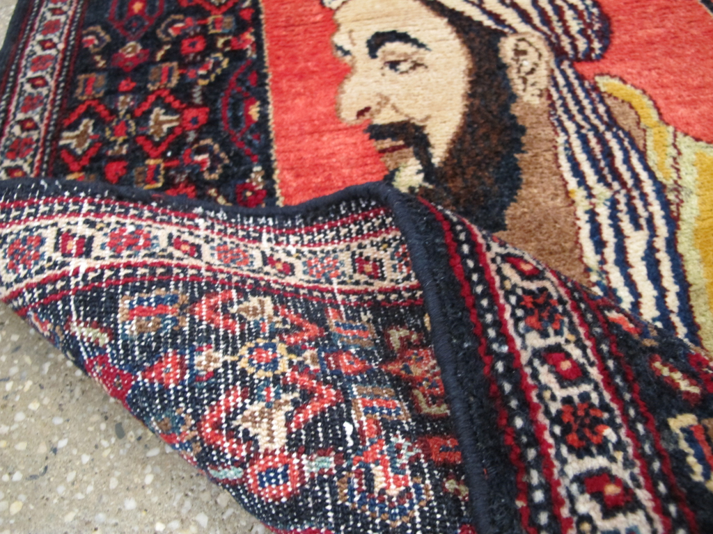 Vintage Persian Senneh Malayer Pictorial Rug, No.26728 - Staging