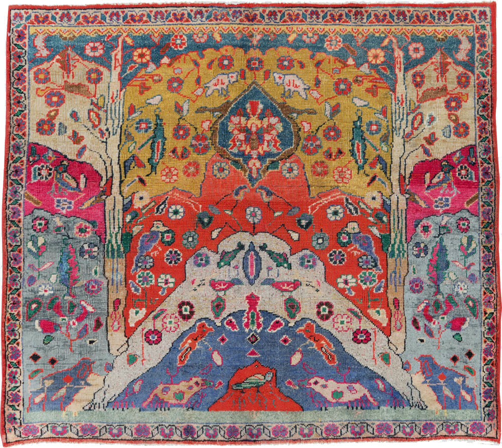 Vintage Persian Pictorial Tabriz Rug, No.26733 - Staging