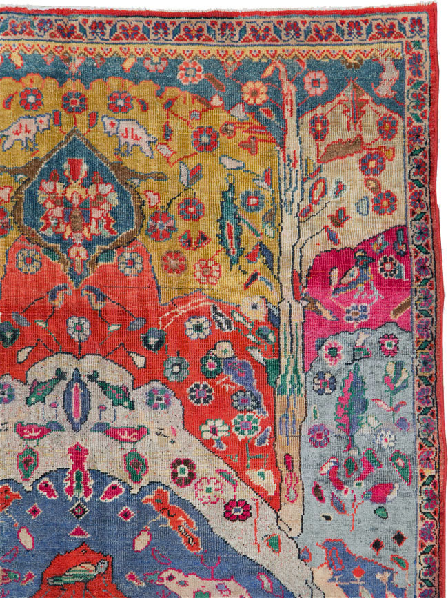 Vintage Persian Pictorial Tabriz Rug, No.26733 - Staging