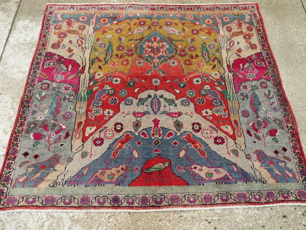 Vintage Persian Pictorial Tabriz Rug, No.26733 - Staging