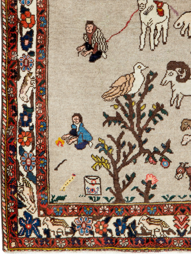 Vintage Persian Tabriz Pictorial Rug, No.26740 - Staging