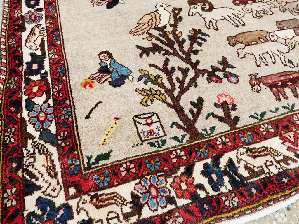 Vintage Persian Tabriz Pictorial Rug, No.26740 - Staging