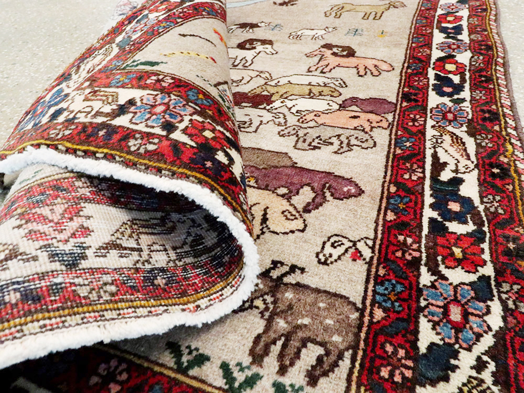 Vintage Persian Tabriz Pictorial Rug, No.26740 - Staging