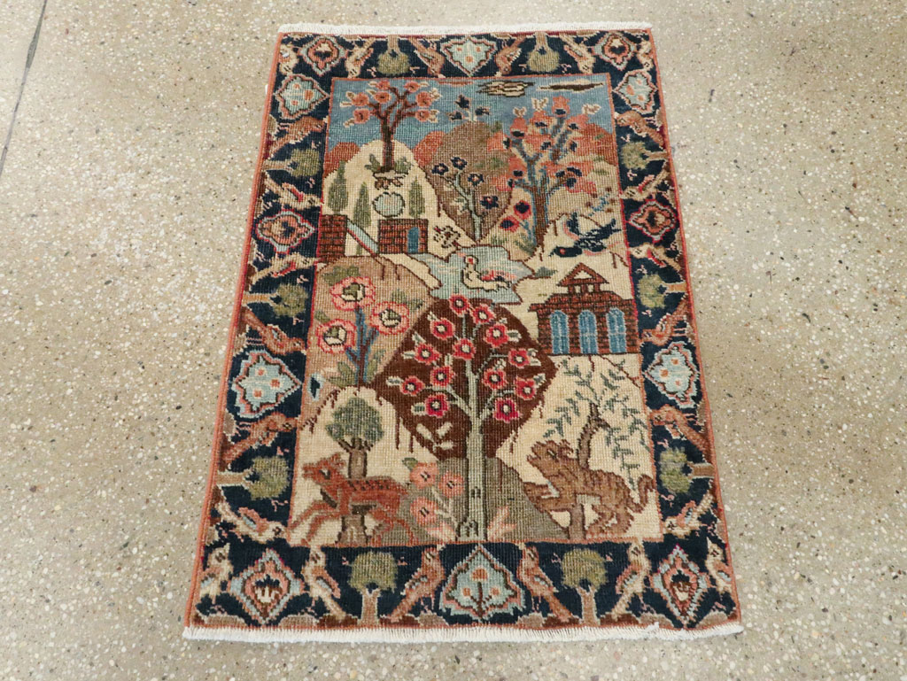 Vintage Persian Tabriz Pictorial Rug (Pair: 1 of 2), No.26742 - Staging