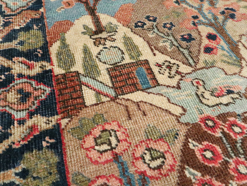 Vintage Persian Tabriz Pictorial Rug, No.26742 - Staging