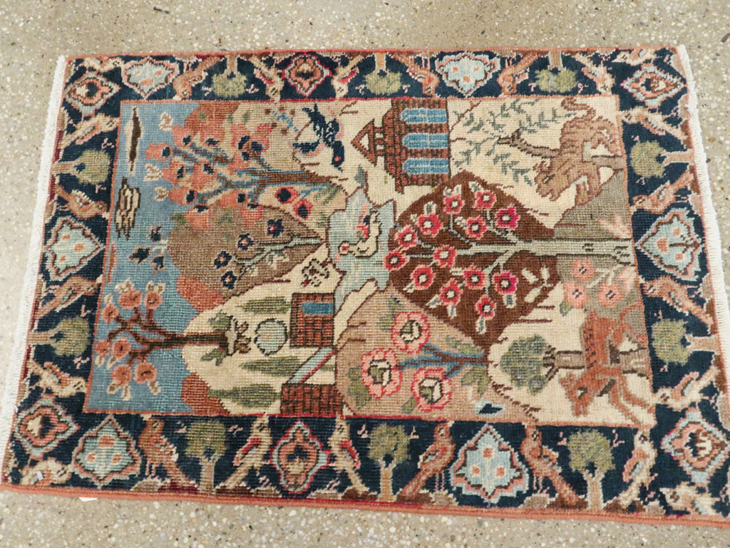 Vintage Persian Tabriz Pictorial Rug, No.26742 - Staging