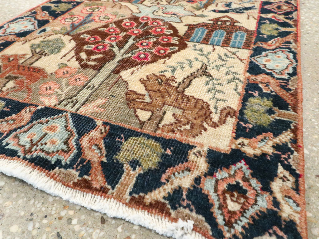 Vintage Persian Tabriz Pictorial Rug (Pair: 1 of 2), No.26742 - Staging