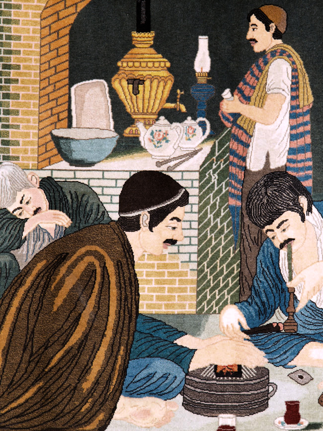 Vintage Persian Tabriz Pictorial Rug, No.26760 - Staging