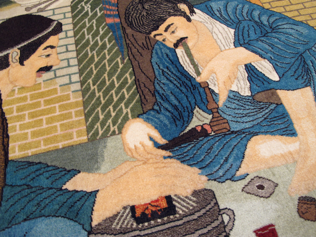 Vintage Persian Tabriz Pictorial Rug, No.26760 - Staging