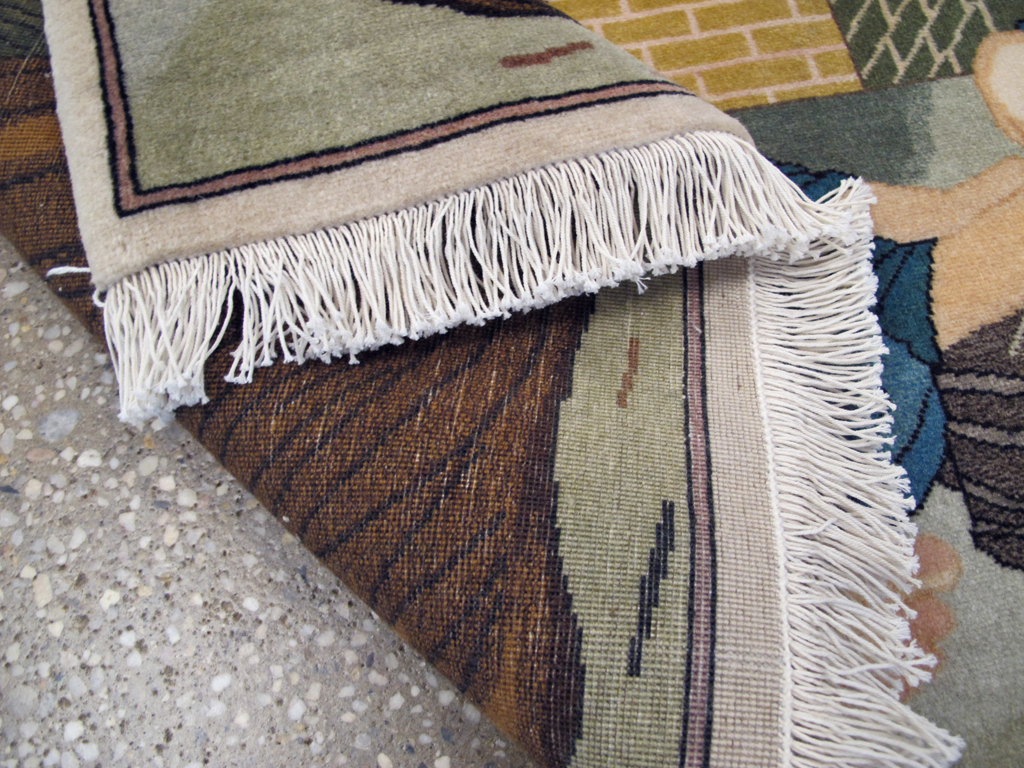 Vintage Persian Tabriz Pictorial Rug, No.26760 - Staging