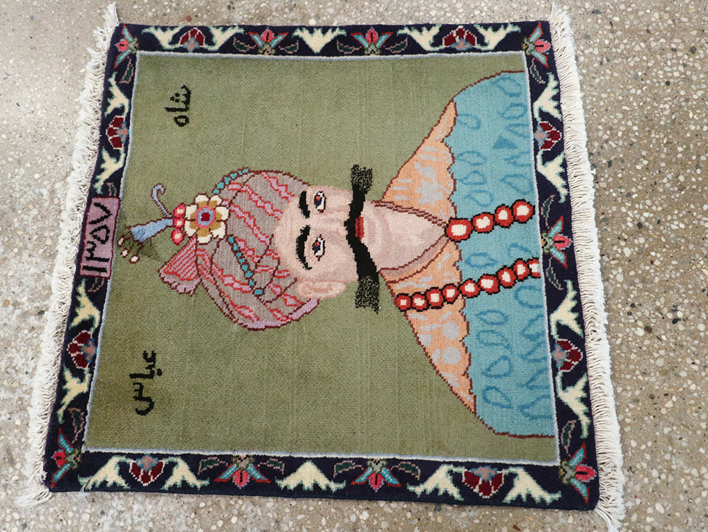 Vintage Persian Tabriz Pictorial Rug, No.26761 - Staging