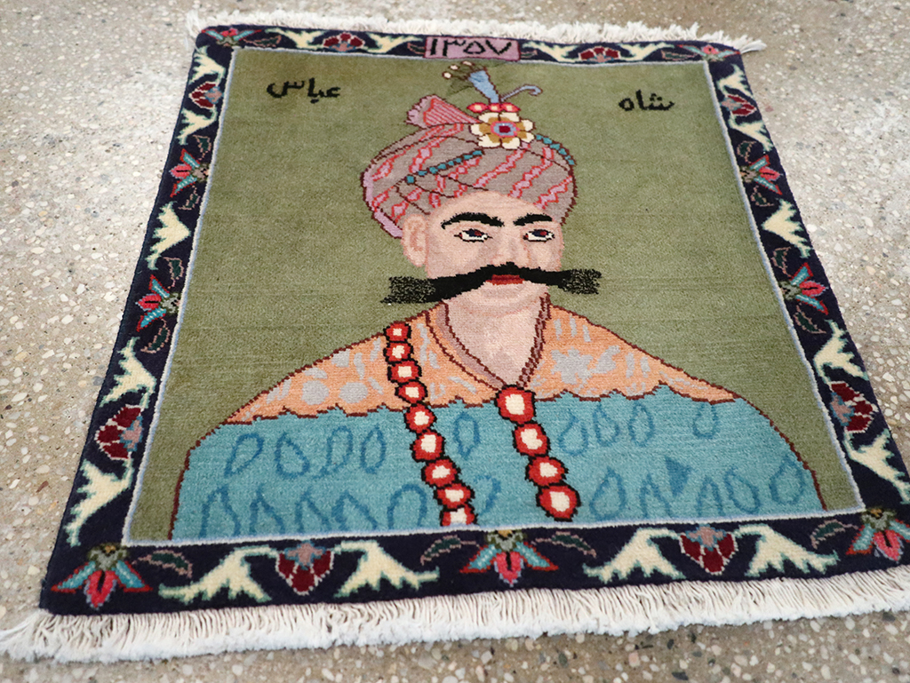 Vintage Persian Tabriz Pictorial Rug, No.26761 - Staging