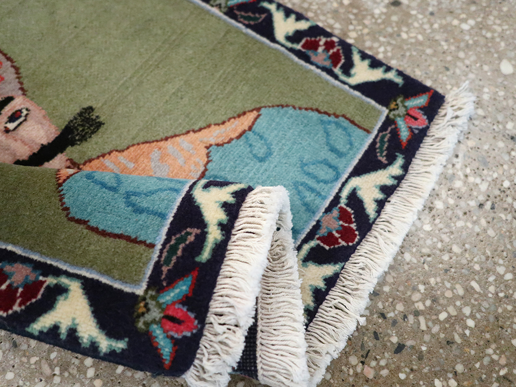 Vintage Persian Tabriz Pictorial Rug, No.26761 - Staging