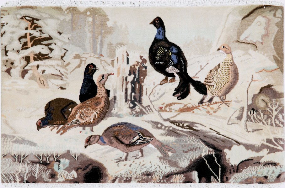 Vintage Persian Pictorial Tabriz Rug, No.26762 - Staging