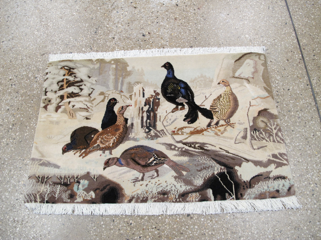 Vintage Persian Pictorial Tabriz Rug, No.26762 - Staging