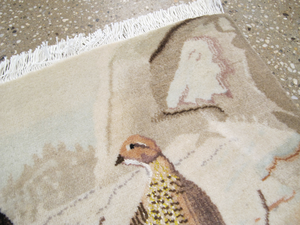 Vintage Persian Pictorial Tabriz Rug, No.26762 - Staging