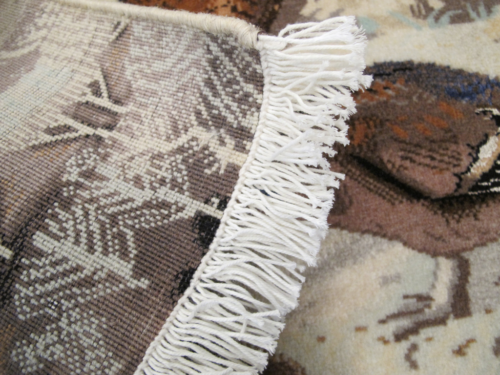 Vintage Persian Pictorial Tabriz Rug, No.26762 - Staging