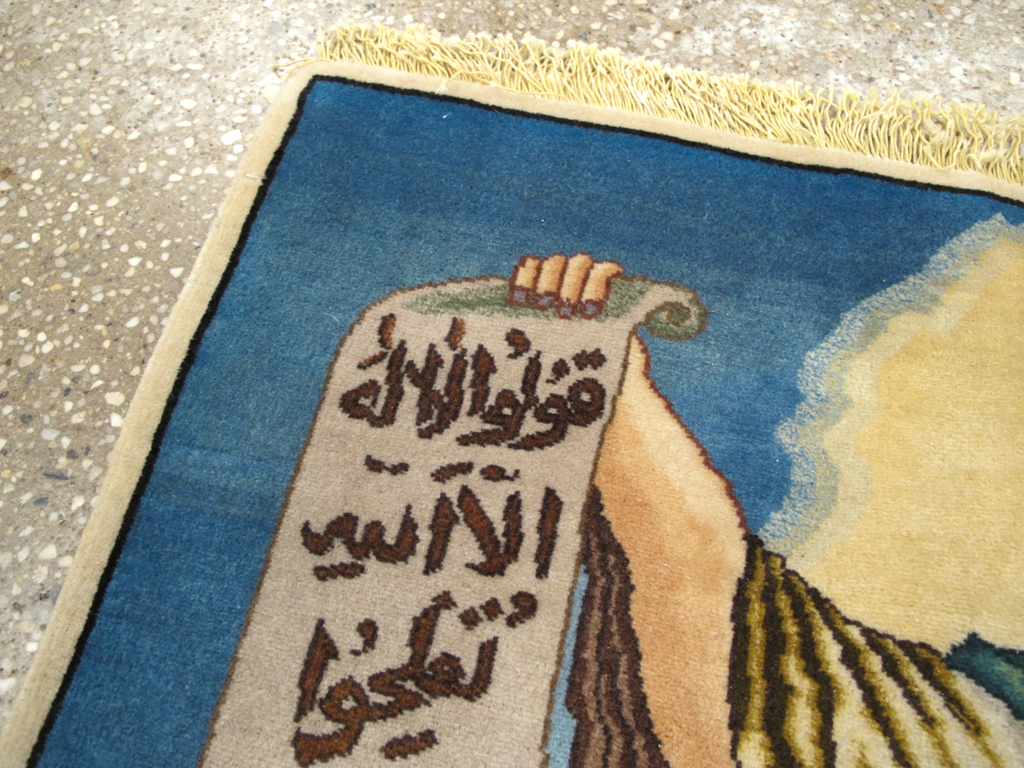 Vintage Persian Tabriz Pictorial Rug, No.26766 - Staging