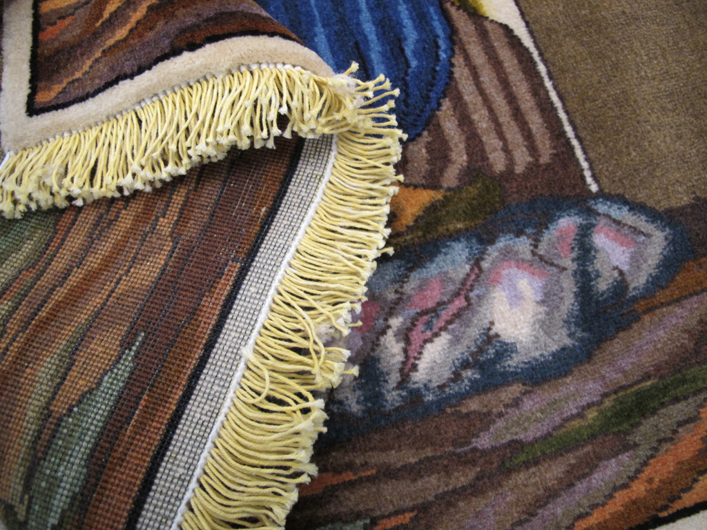 Vintage Persian Tabriz Pictorial Rug, No.26766 - Staging