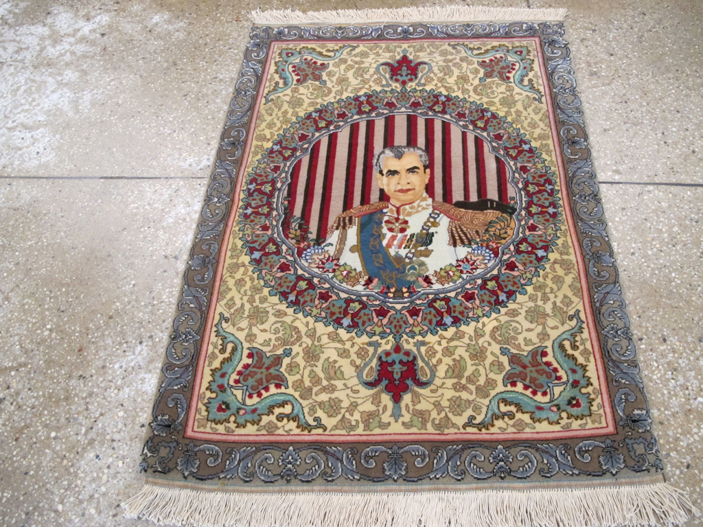Vintage Persian Tabriz Pictorial Rug, No.26771 - Staging