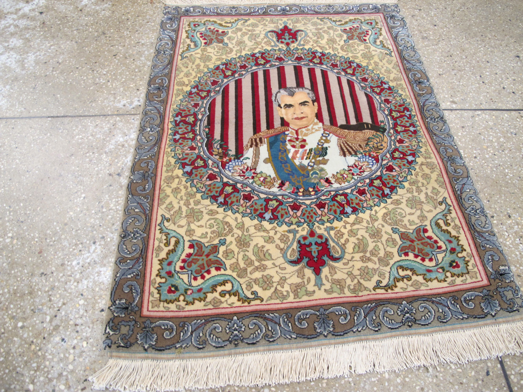 Vintage Persian Tabriz Pictorial Rug, No.26771 - Staging