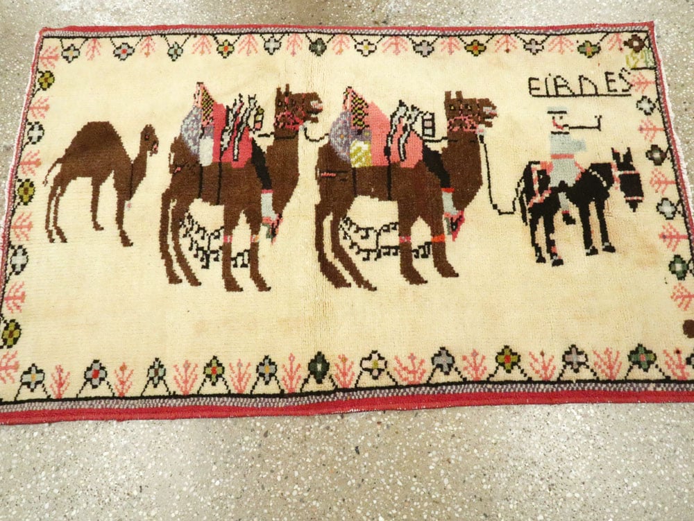 Vintage Persian Baluch Pictorial Rug, No.26776 - Staging