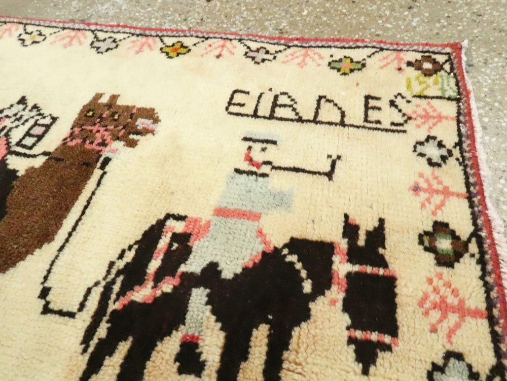 Vintage Persian Baluch Pictorial Rug, No.26776 - Staging