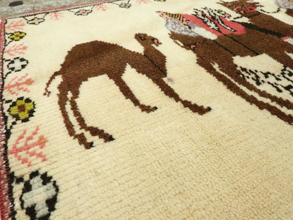 Vintage Persian Baluch Pictorial Rug, No.26776 - Staging