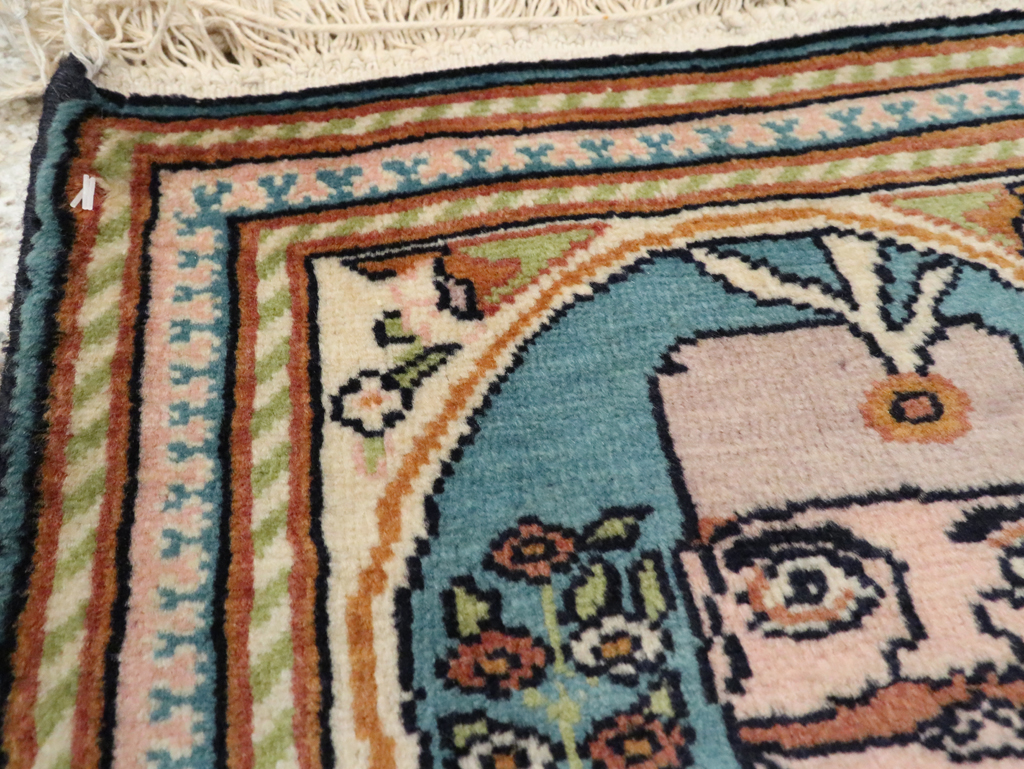 Vintage Persian Tabriz Pictorial Rug, No.26781 - Staging