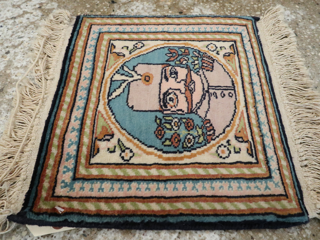 Vintage Persian Tabriz Pictorial Rug, No.26781 - Staging