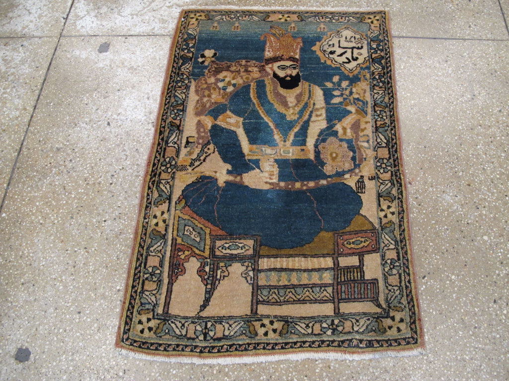 Antique Persian Tabriz Pictorial Rug, No.26782 - Staging