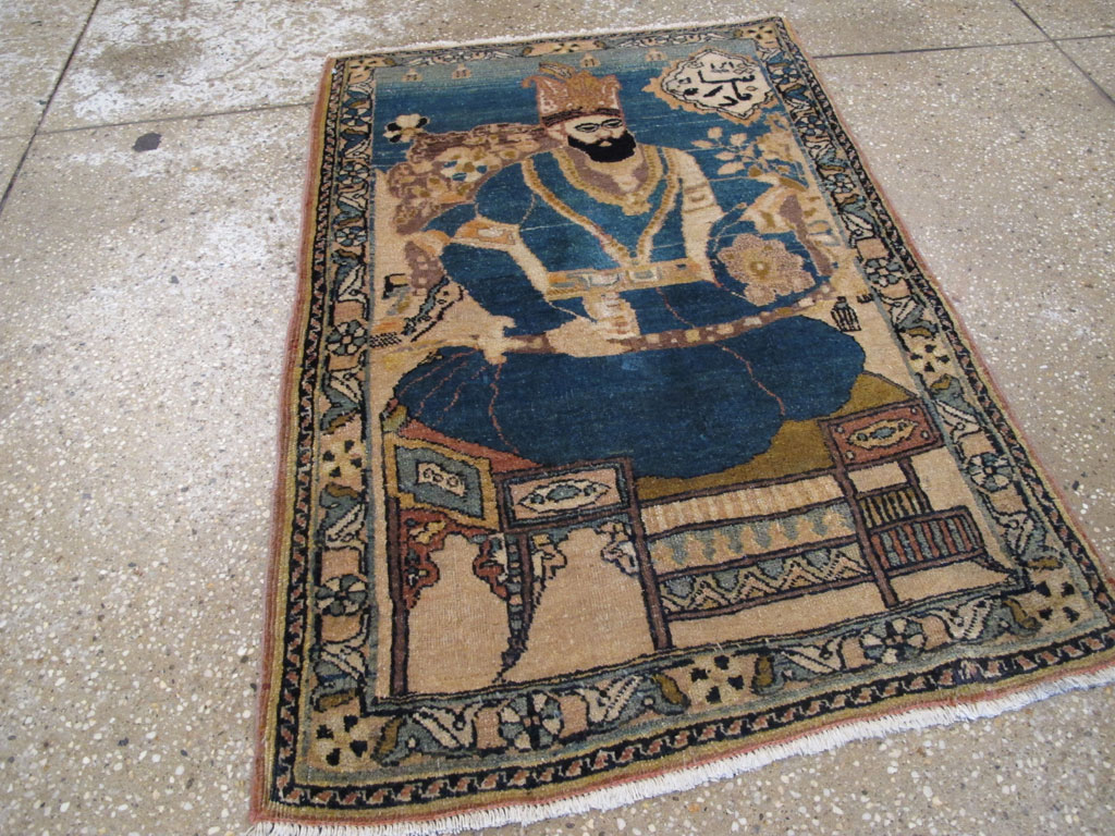 Antique Persian Tabriz Pictorial Rug, No.26782 - Staging