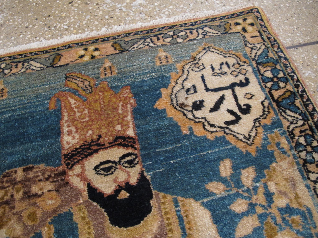 Antique Persian Tabriz Pictorial Rug, No.26782 - Staging