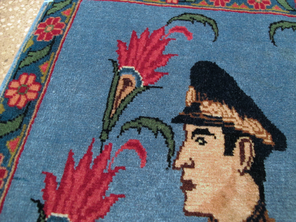 Vintage Persian Tabriz Pictorial Rug, No.26786 - Staging