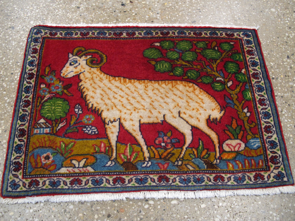 Vintage Persian Tabriz Pictorial Rug (Pair: 1 of 2), No.26788 - Staging