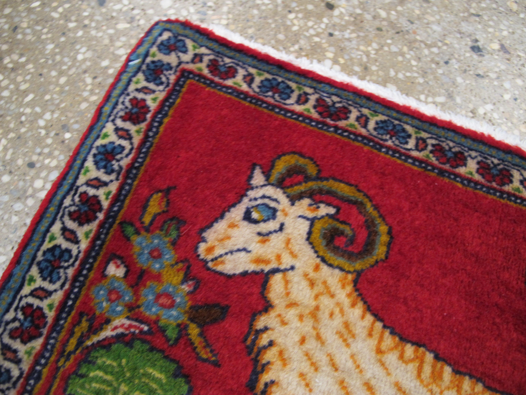 Vintage Persian Tabriz Pictorial Rug (Pair: 1 of 2), No.26788 - Staging