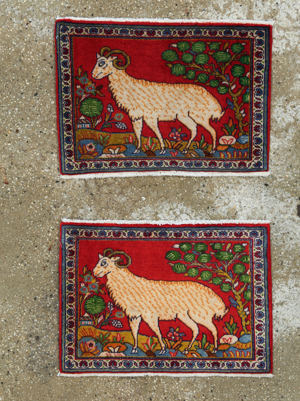 Vintage Persian Tabriz Pictorial Rug (Pair: 1 of 2), No.26788 - Staging