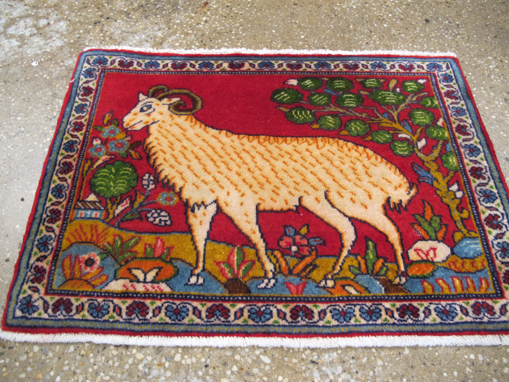 Vintage Persian Tabriz Pictorial Rug (Pair: 2 of 2), No.26789 - Staging