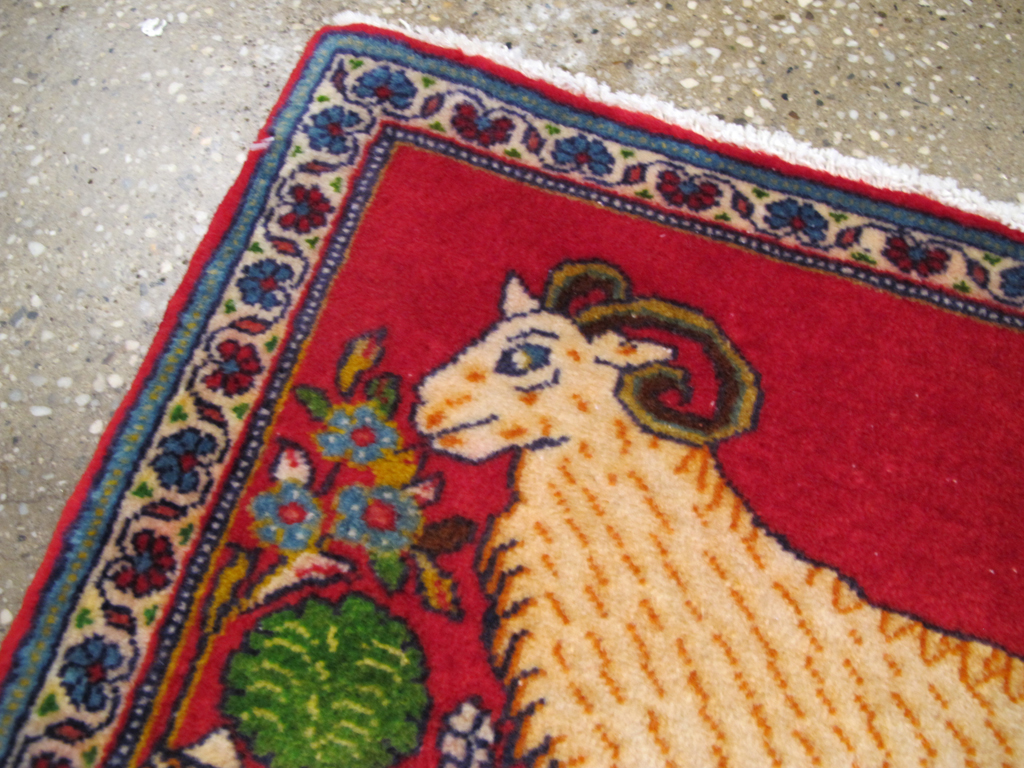 Vintage Persian Tabriz Pictorial Rug (Pair: 2 of 2), No.26789 - Staging