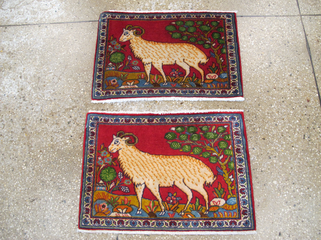 Vintage Persian Tabriz Pictorial Rug (Pair: 2 of 2), No.26789 - Staging