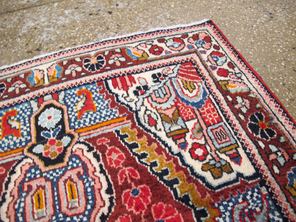 Vintage Persian Sarouk Throw Rug (Pair: 1 of 2), No.26792 - Staging