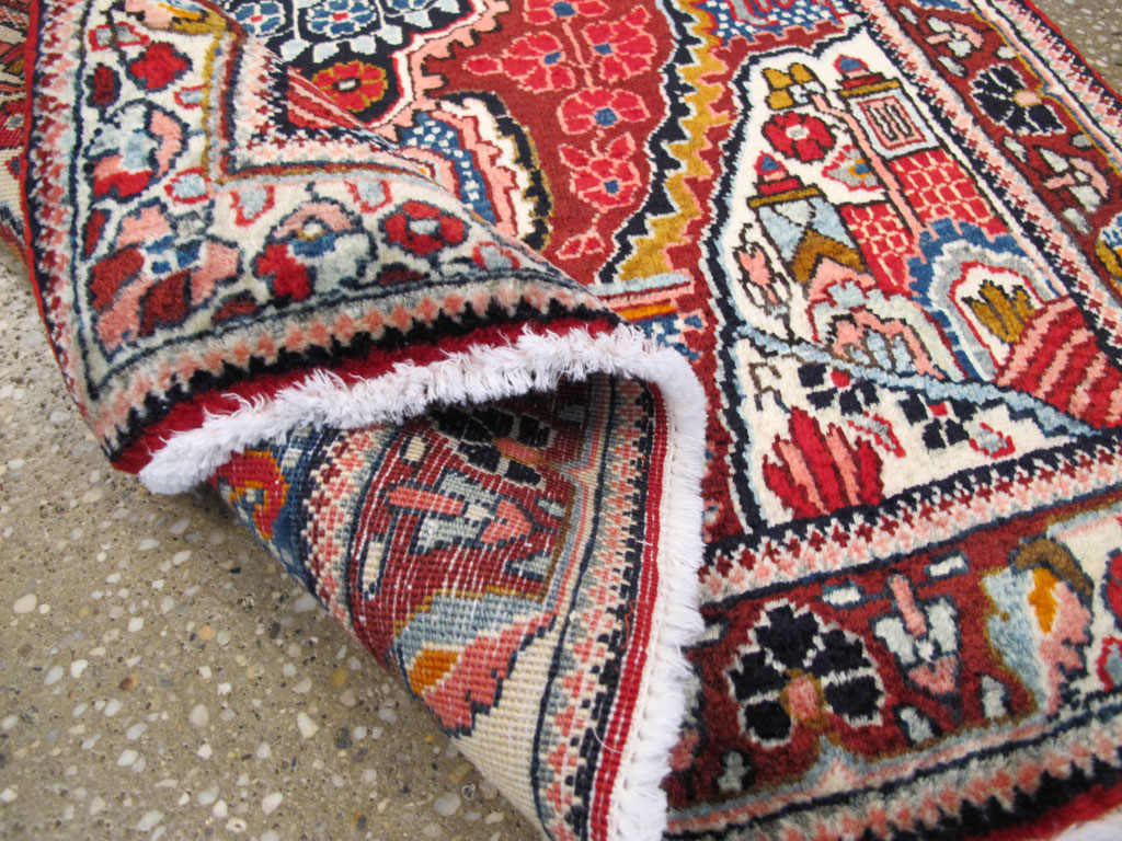Vintage Persian Sarouk Throw Rug (Pair: 1 of 2), No.26792 - Staging