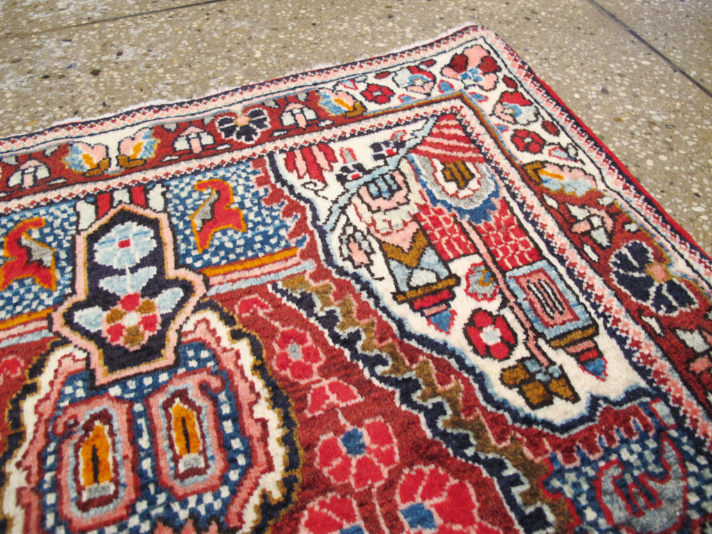 Vintage Persian Sarouk Throw Rug (Pair: 2 of 2), No.26793 - Staging