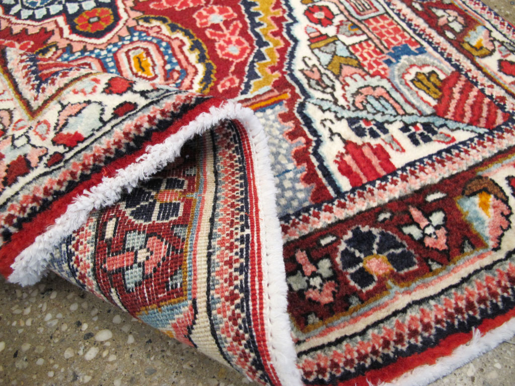 Vintage Persian Sarouk Throw Rug (Pair: 2 of 2), No.26793 - Staging