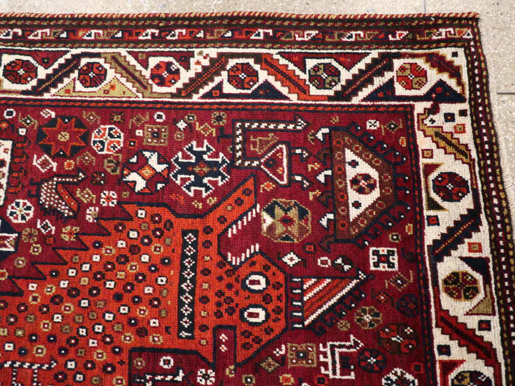 Vintage Pictorial Qashqai Rug, No.26794 - Staging