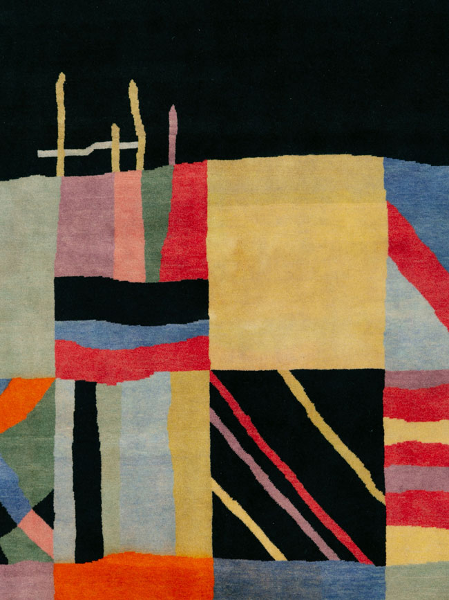 Vintage Persian Tabriz Art Deco Rug Inspired By Edward McKnight Kauffer, No.26798 - Staging