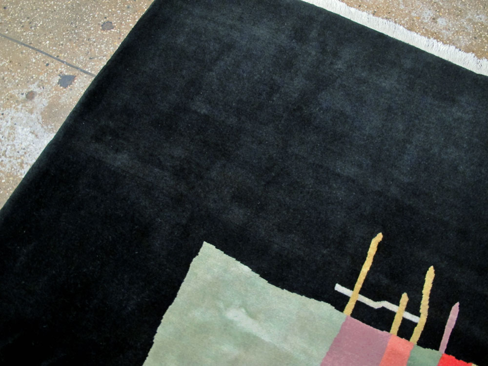 Vintage Persian Tabriz Art Deco Rug Inspired By Edward McKnight Kauffer, No.26798 - Staging