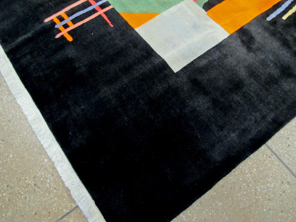 Vintage Persian Tabriz Art Deco Rug Inspired By Edward McKnight Kauffer, No.26798 - Staging